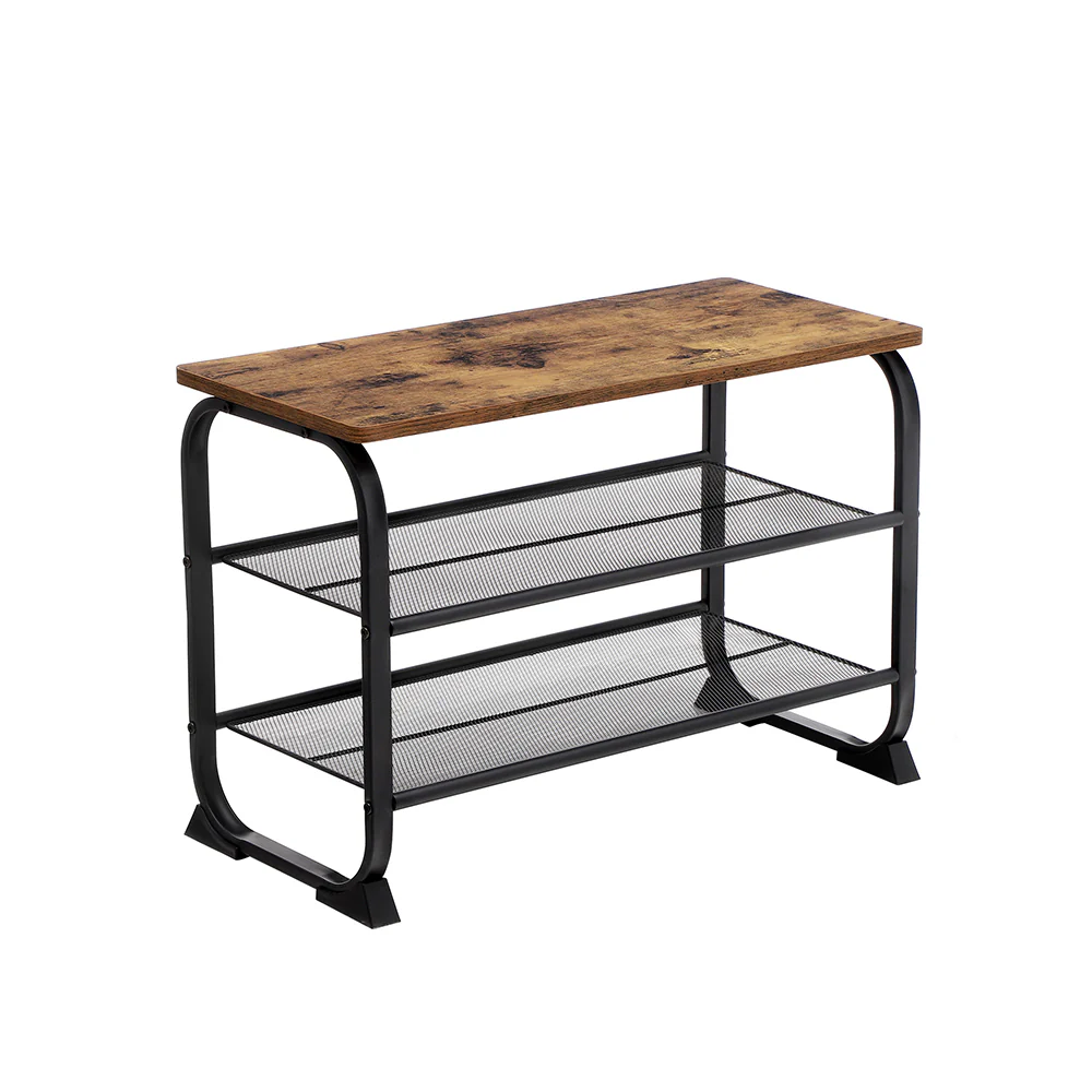 Mesh Shelves Shoe Bench