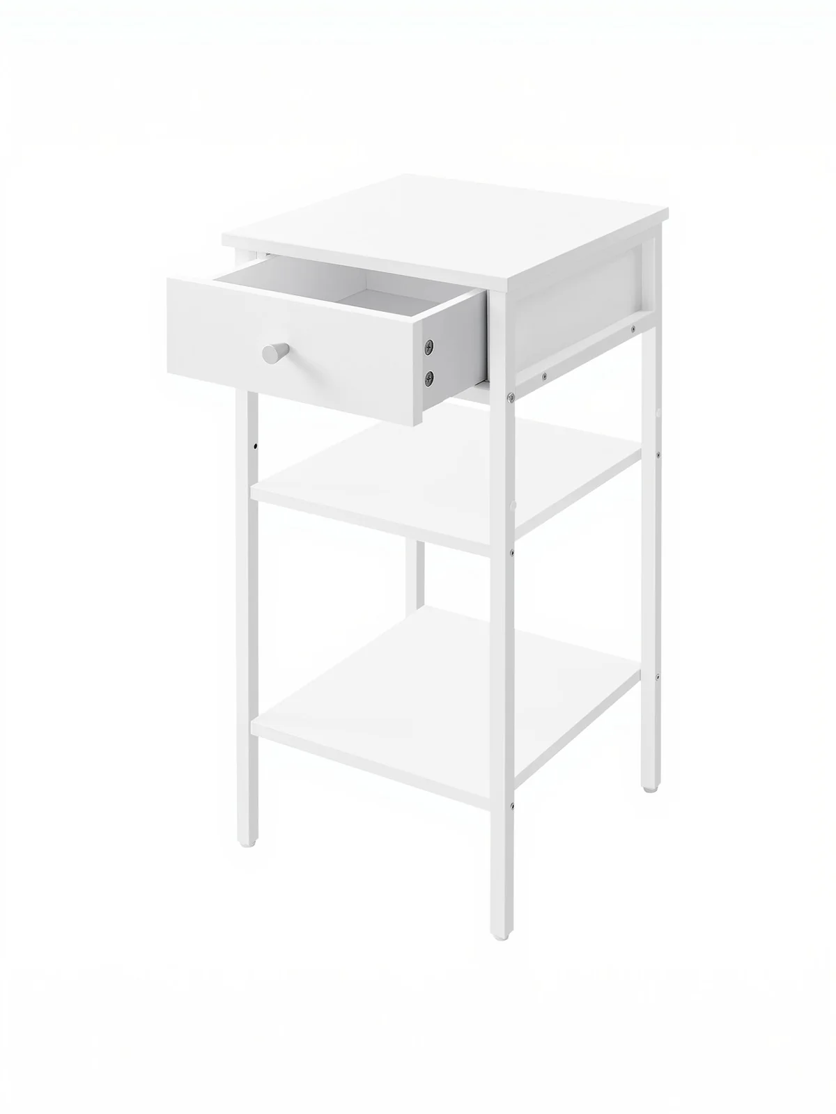 Nightstand, with a Drawer and 2 Storage Shelves, Space Saving - Image 2