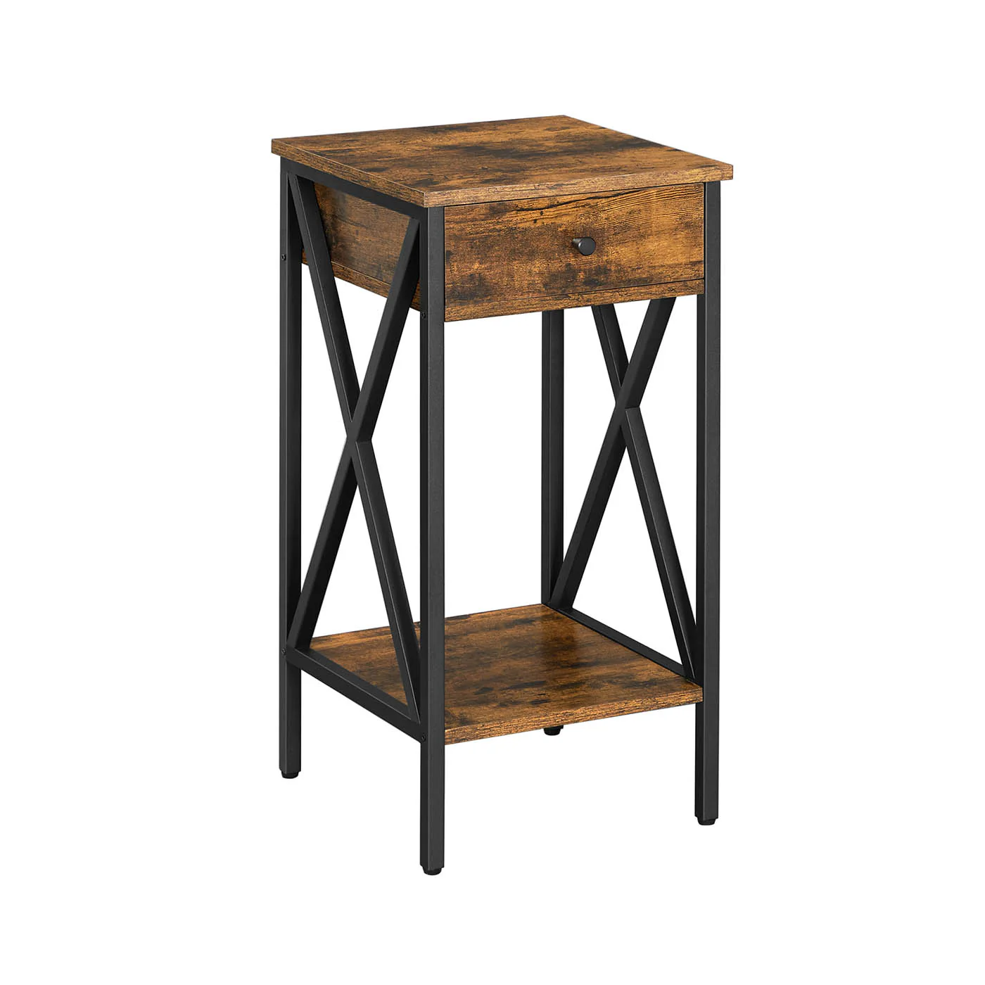 Nightstand Rustic Brown and Black