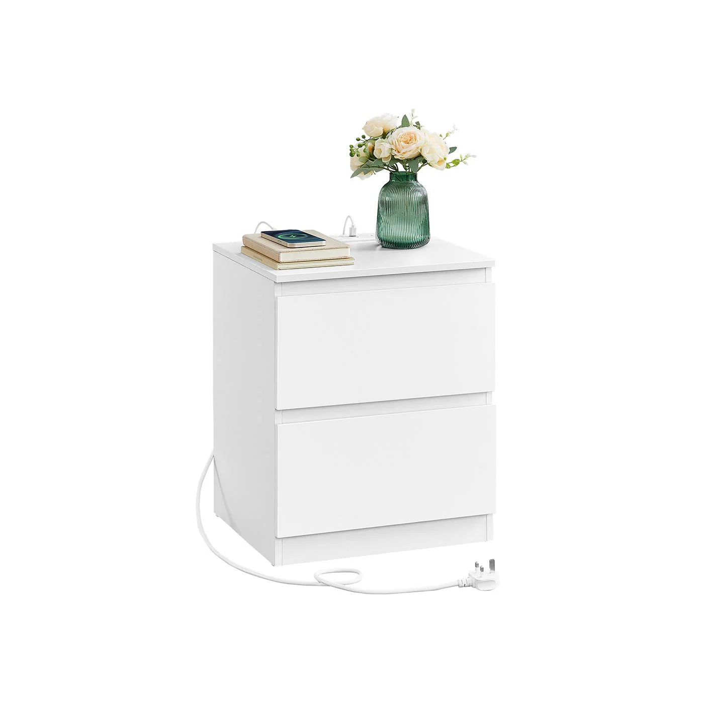 Nightstand with charging station and storage drawers - Image 2