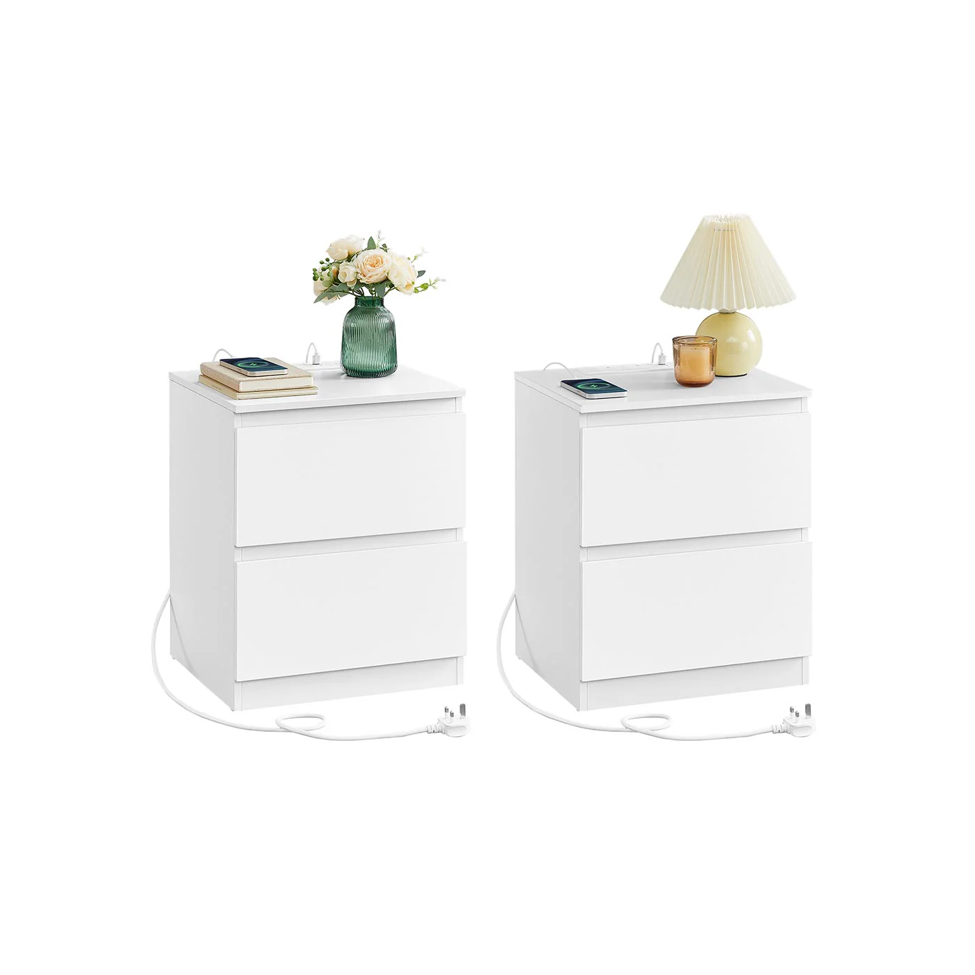 Nightstand with charging station and storage drawers - Image 4