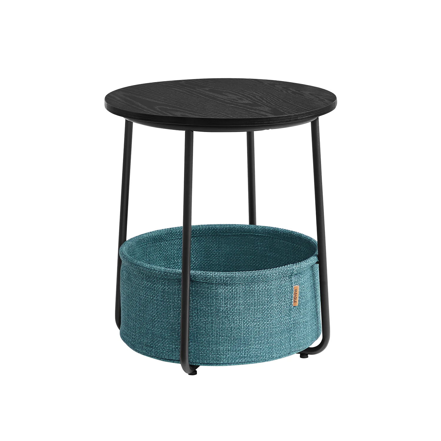Round End Table with Fabric Basket