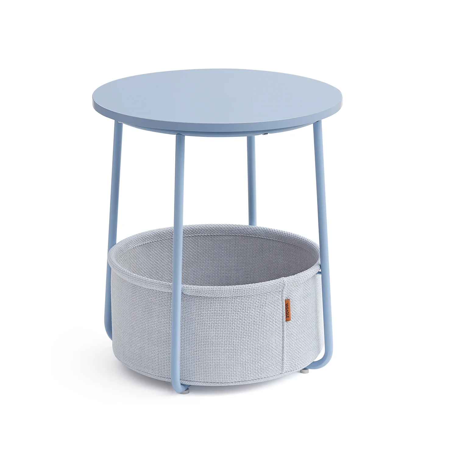 Round End Table with Fabric Basket - Image 3
