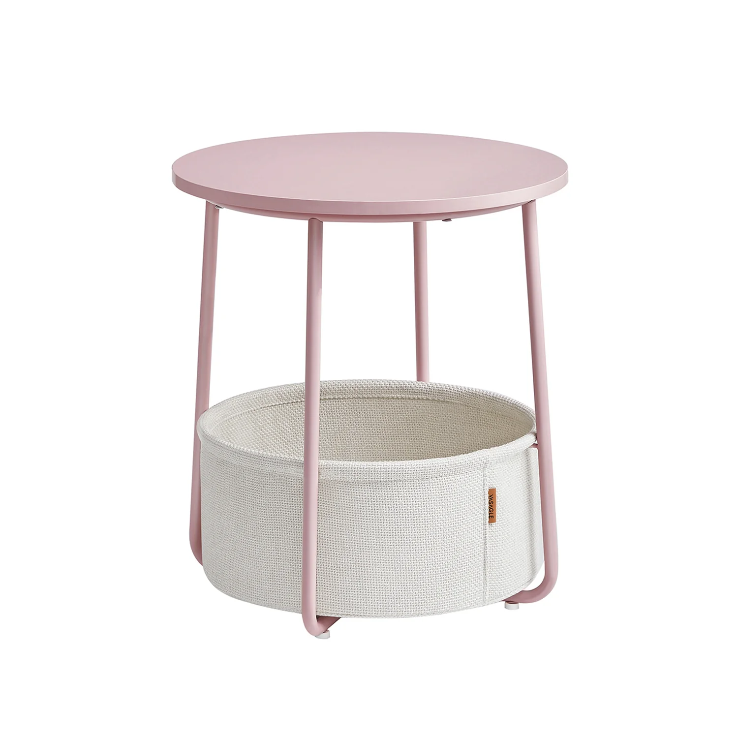 Round End Table with Fabric Basket - Image 4