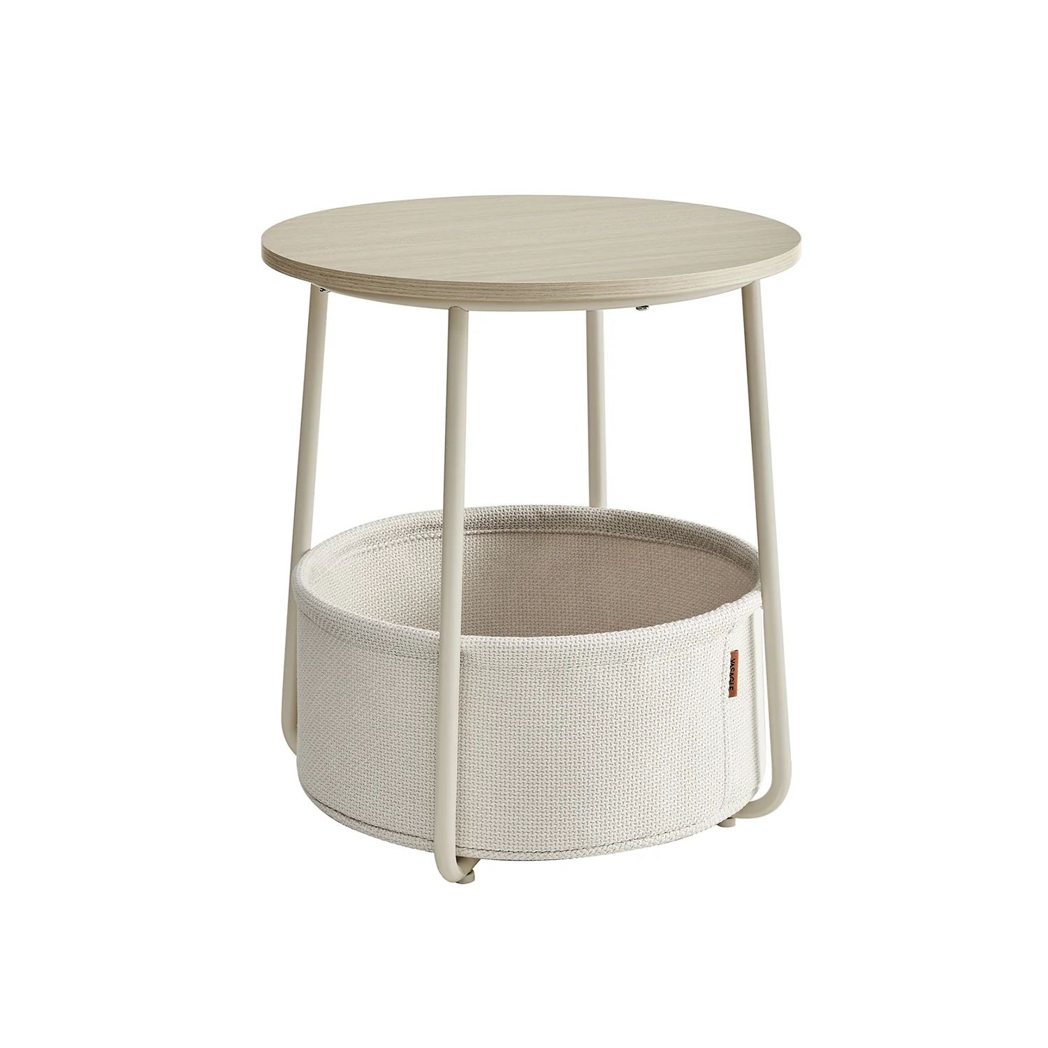 Round End Table with Fabric Basket - Image 9