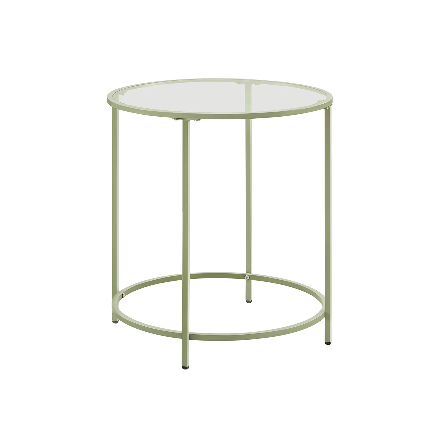 Small Round Glass Side Table with Steel Frame