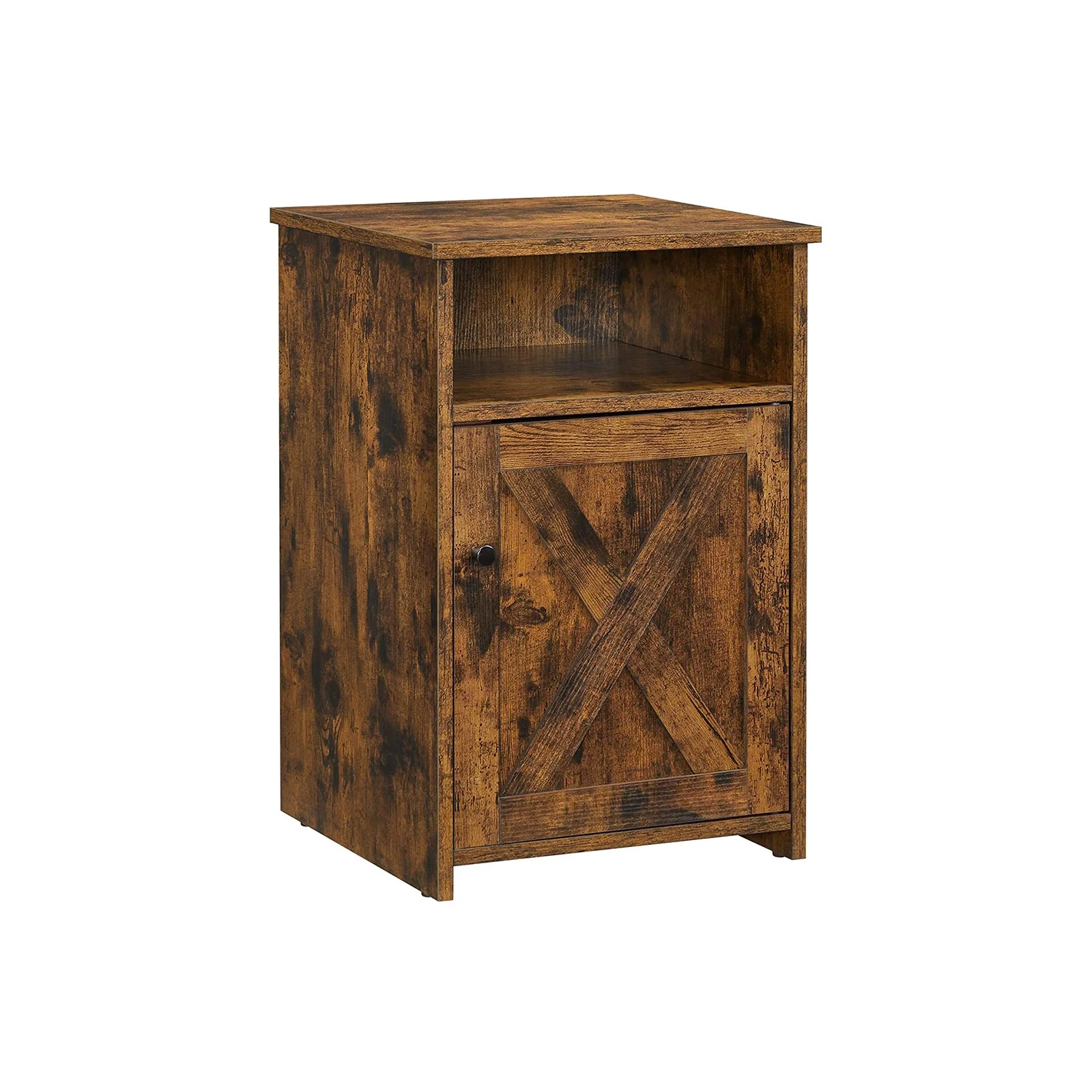 Rustic Brown Bedside Table with Cabinet
