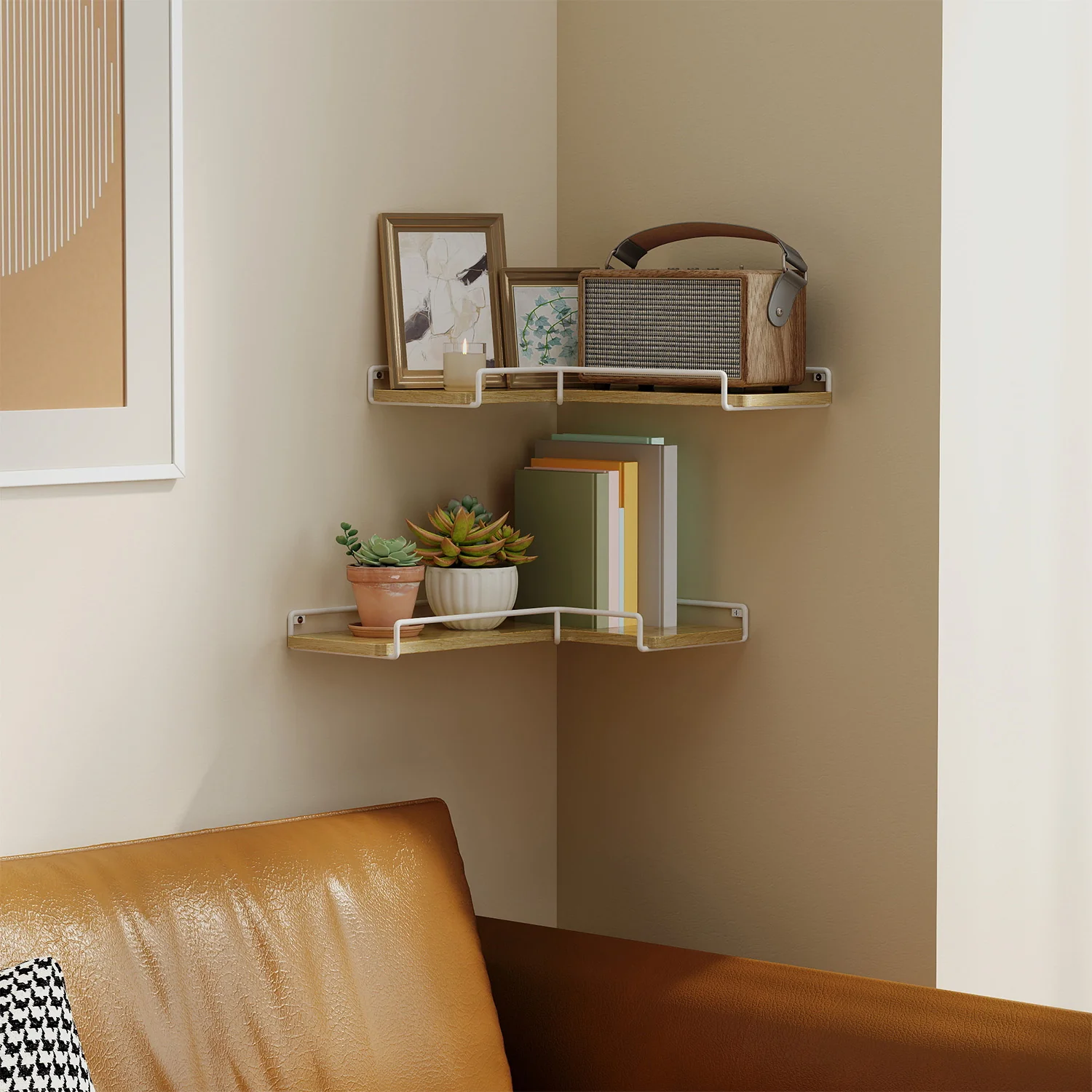 Floating Shelves, Set of 2 Corner Shelves, L-Shaped Wall Shelf - Image 4