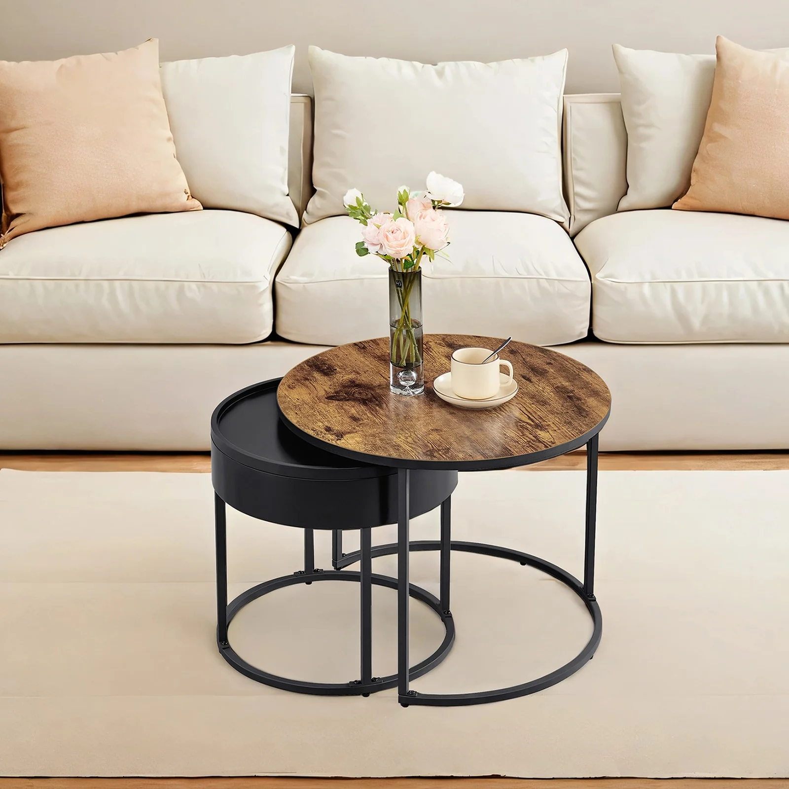 Set of 2 Round Side Tables
