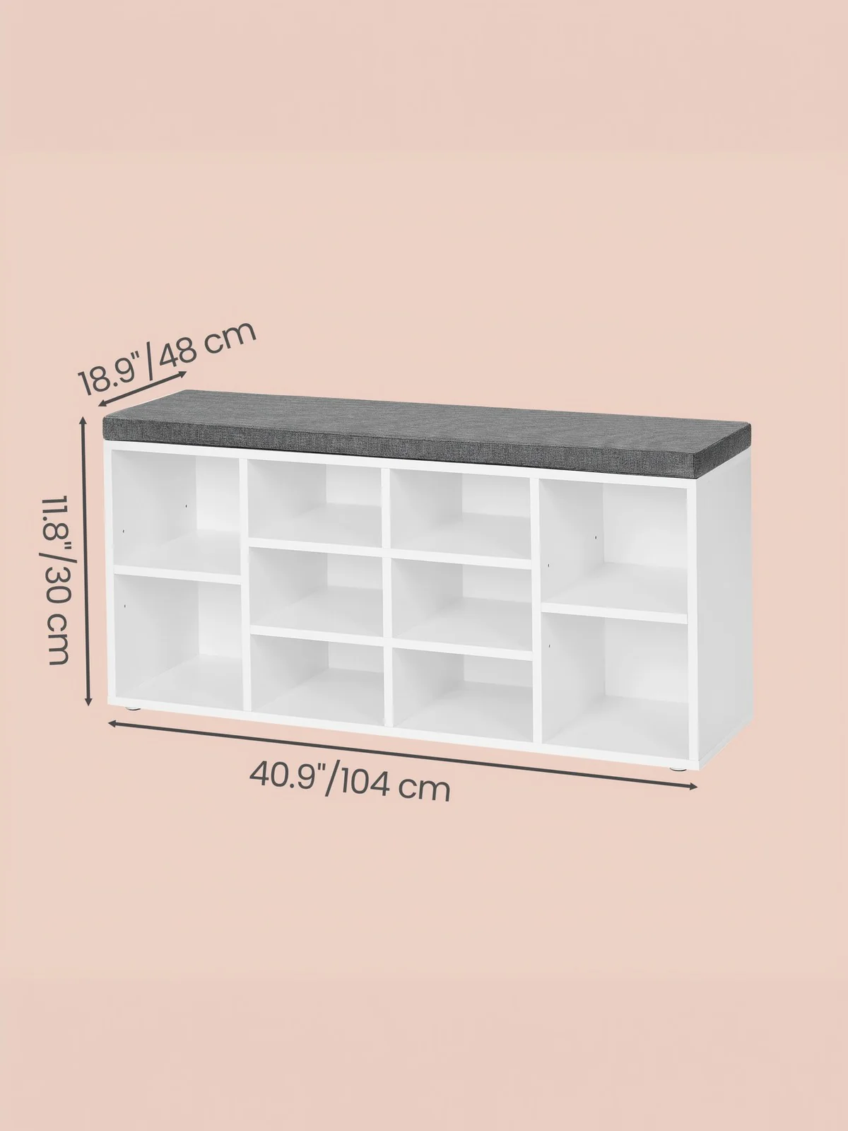 Shoe Bench Storage Cabinet with Seat Cushion