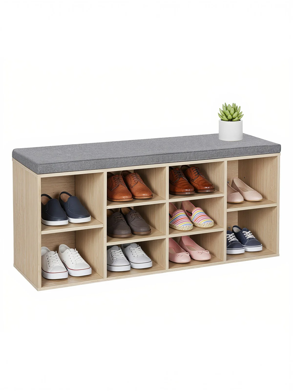 Shoe Bench Storage Cabinet with Seat Cushion - Image 2