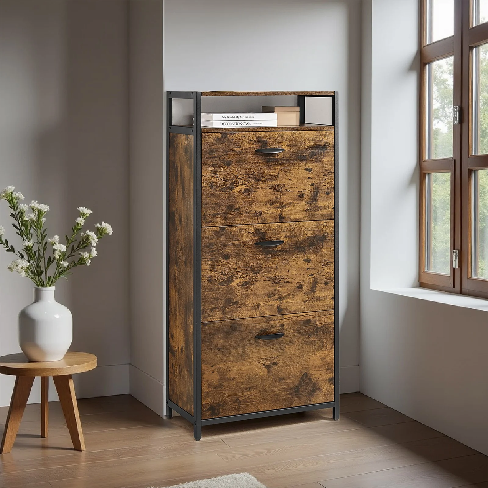 Shoe Cabinet With 3 Flip Doors
