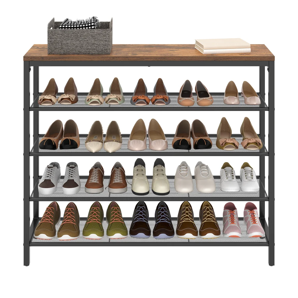 Shoe Storage Organiser with 4 Mesh Shelves