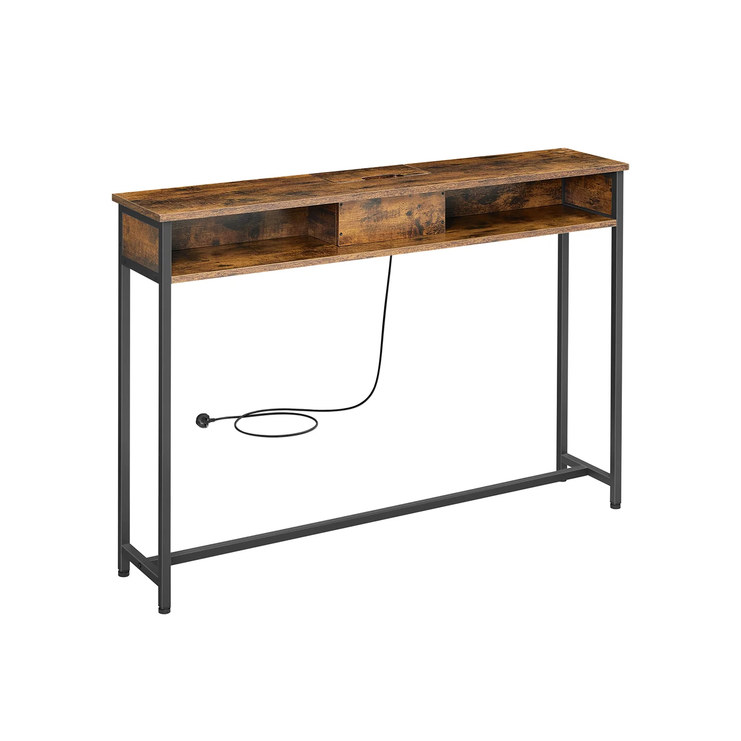 Slim Console Table With Charging Station and 2 Compartments