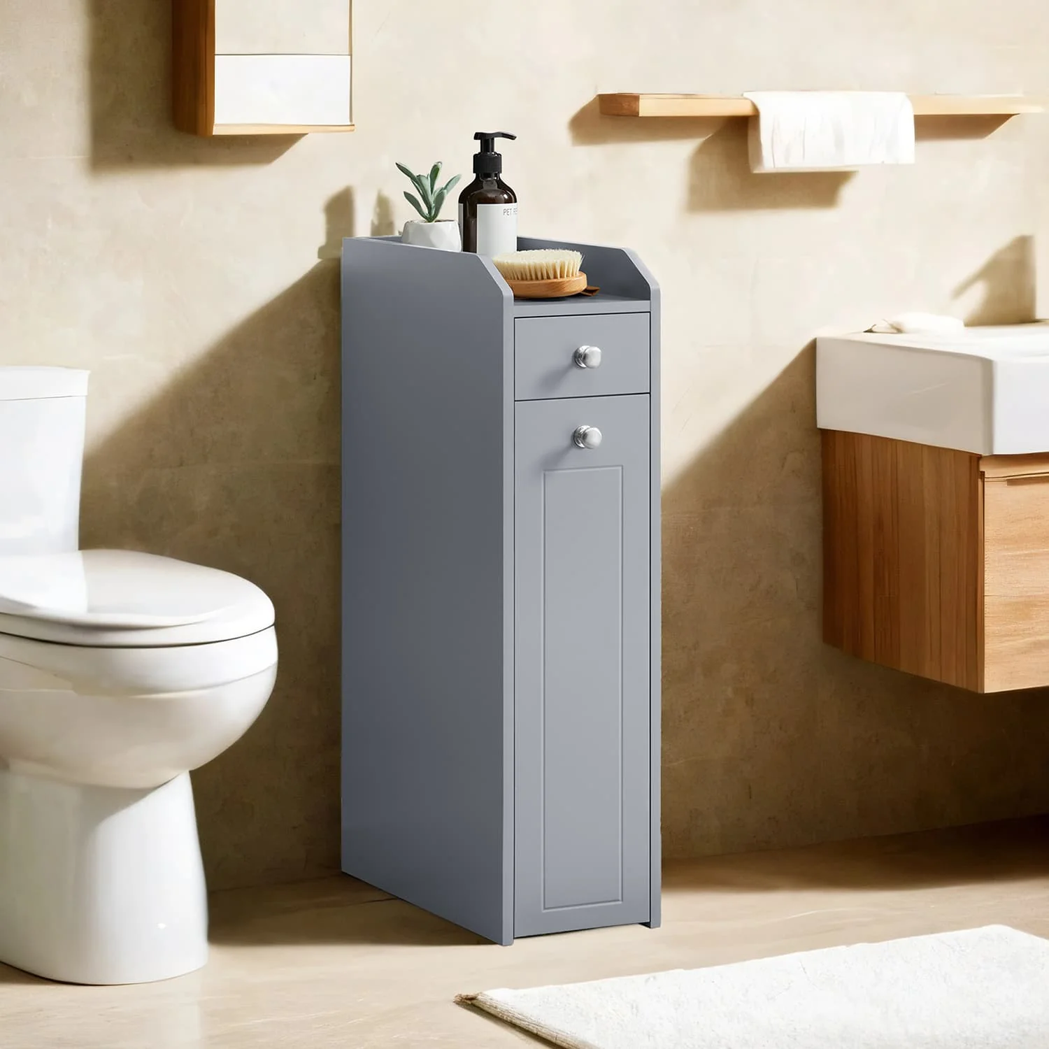 Small Freestanding Bathroom Cabinet with Drawers
