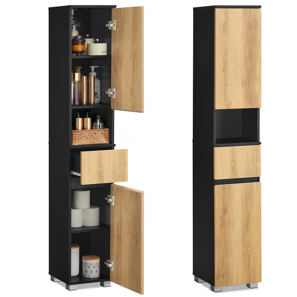 Tall Bathroom Cabinet with Drawer and Adjustable Shelves