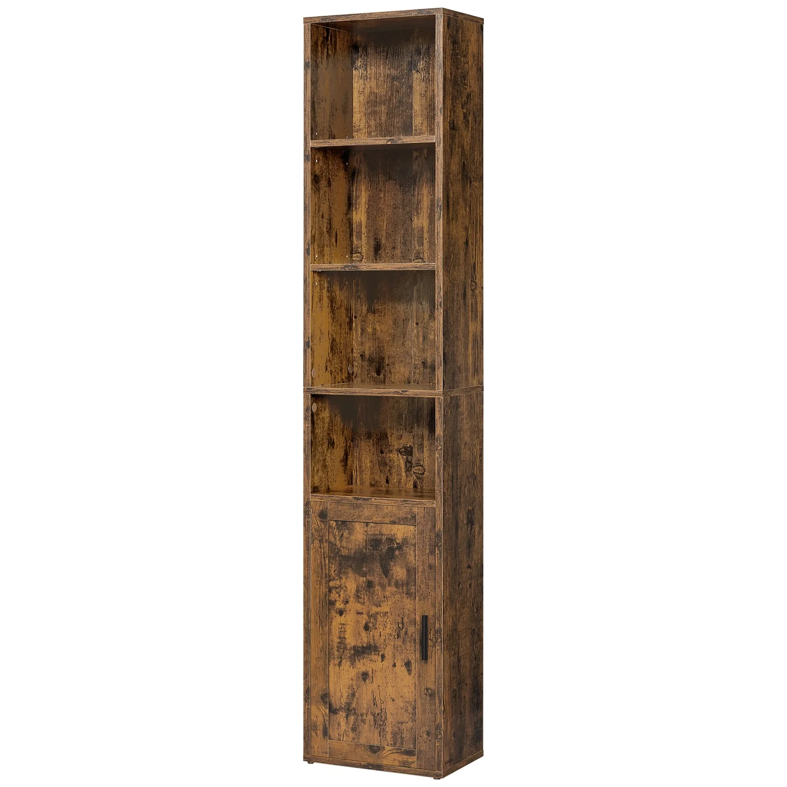 Tall Wooden Bookcase with Door for Living Room and Home Office