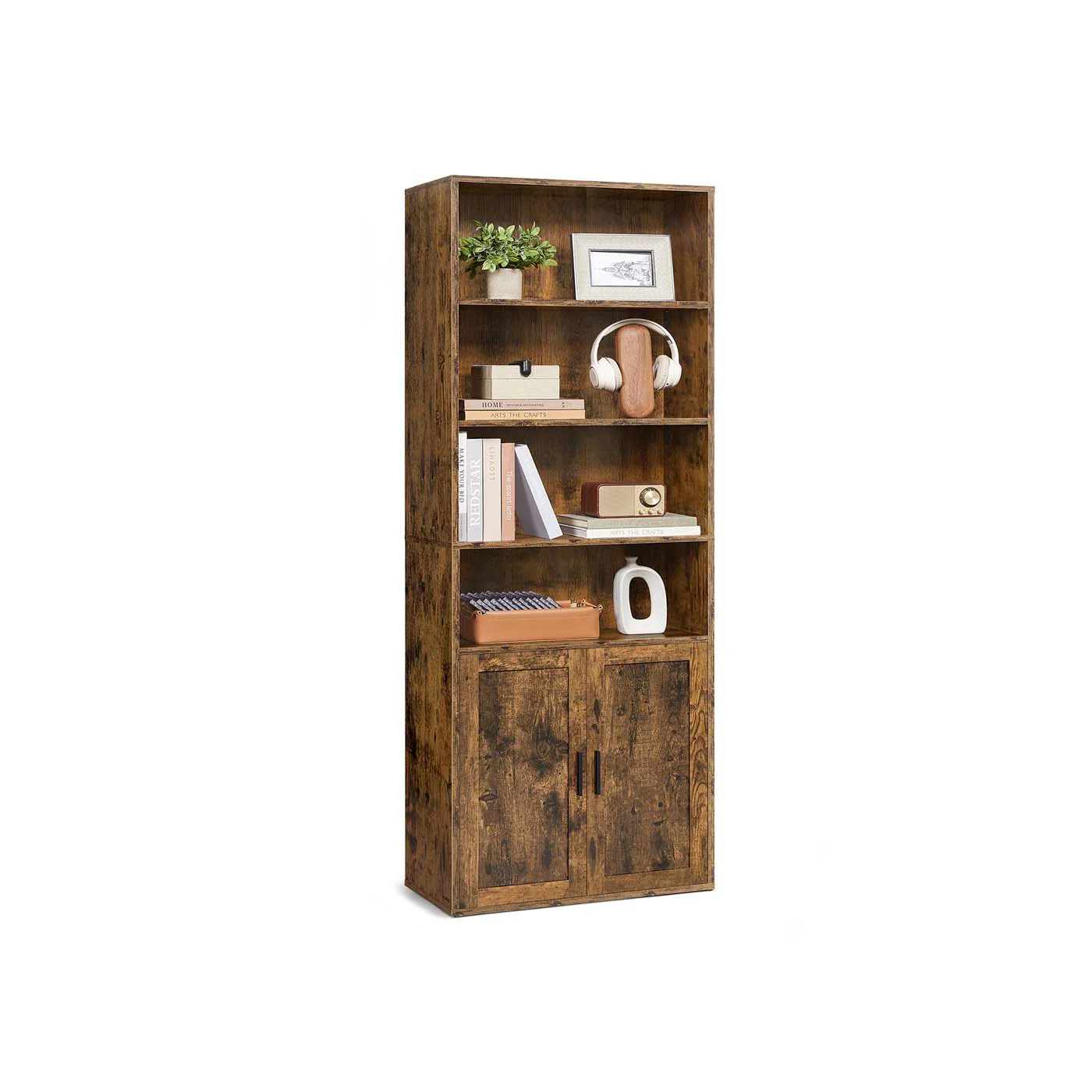 Tall Wooden Bookcase with Door for Living Room and Home Office - Image 3