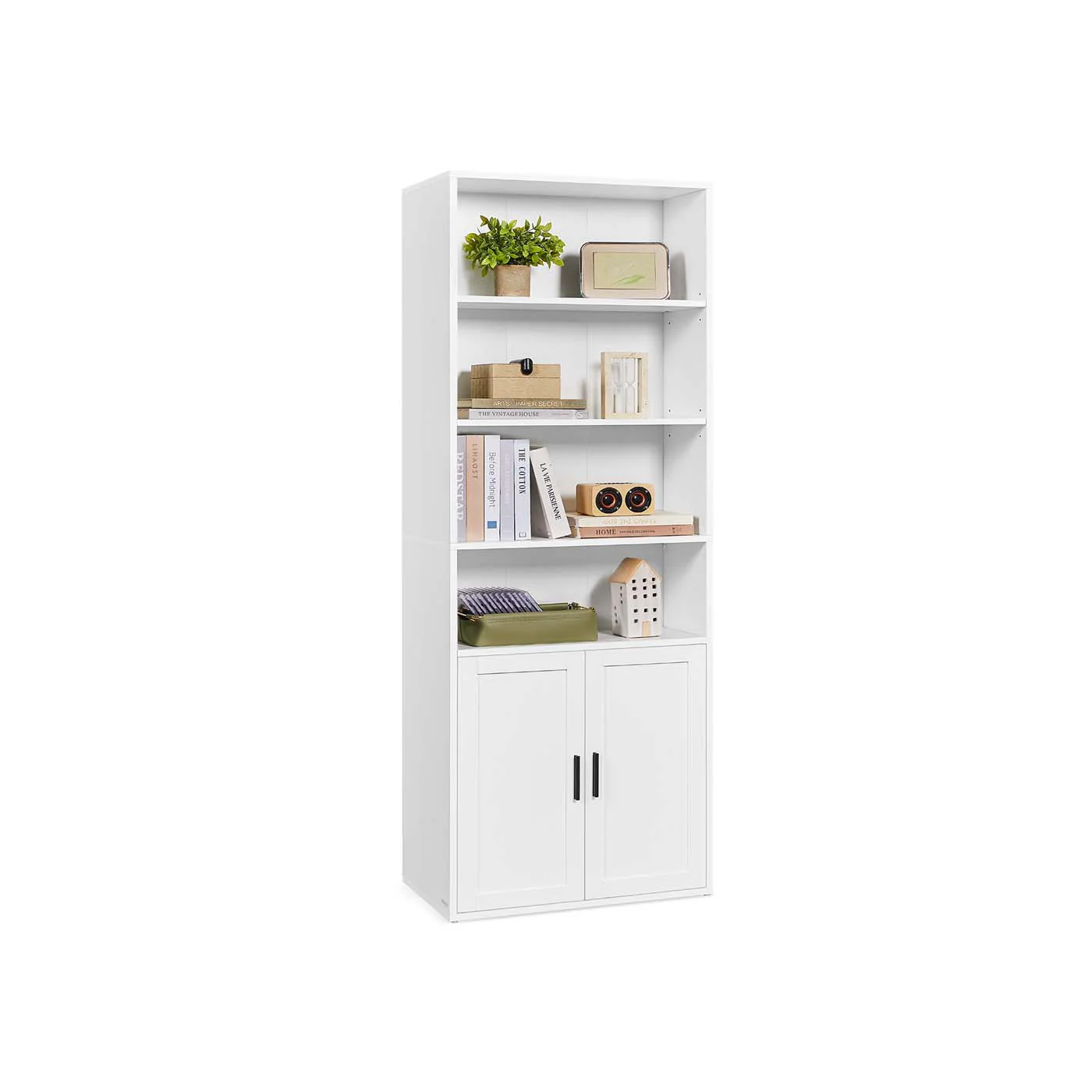 Tall Wooden Bookcase with Door for Living Room and Home Office - Image 4