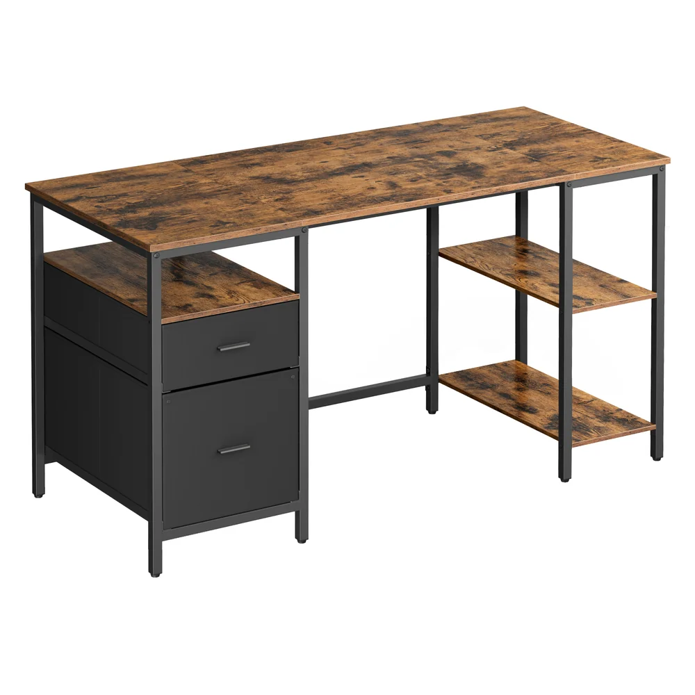 Computer Desk with Shelves and Drawers for Home Office and Living Room