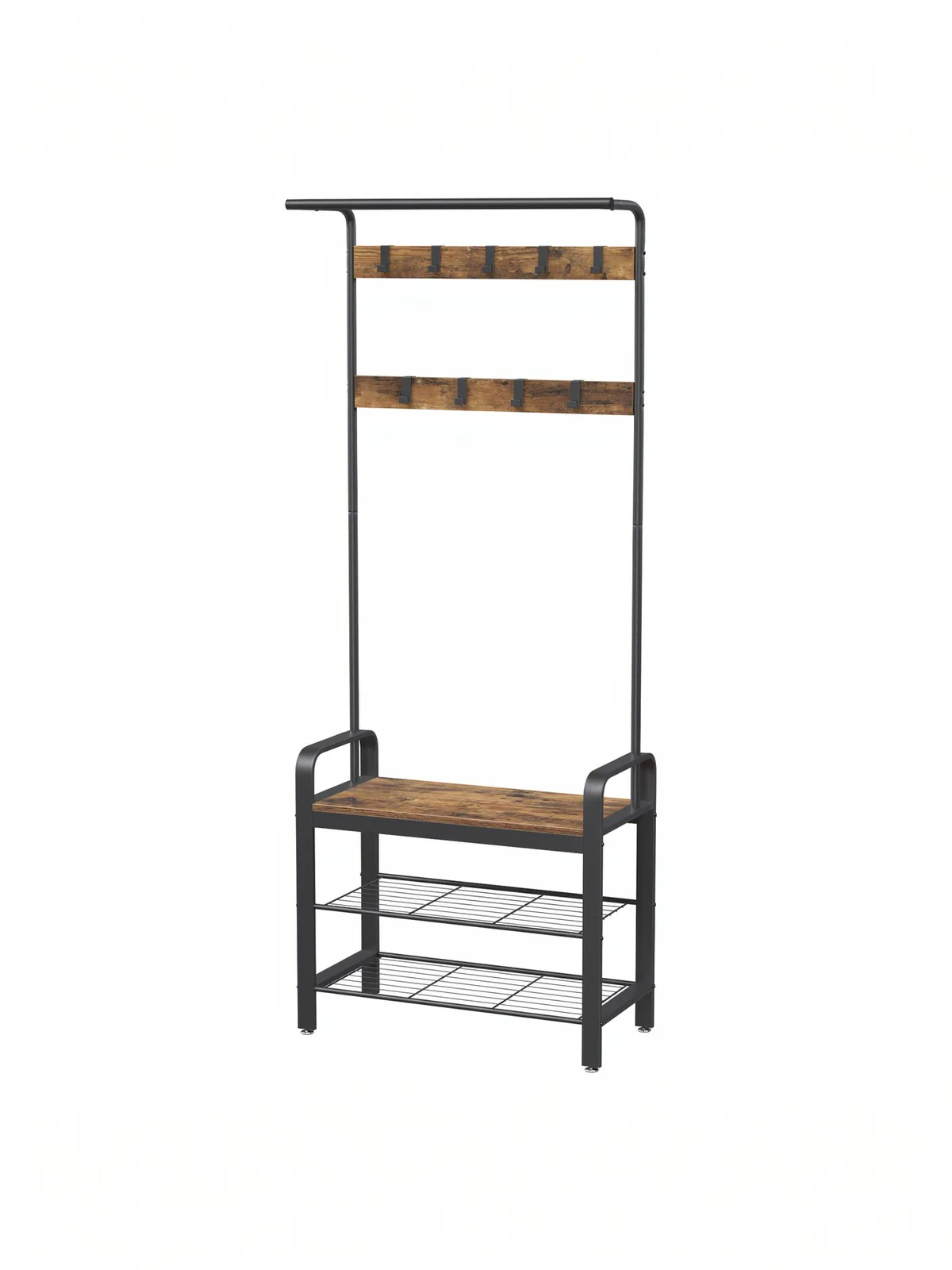 Coat Rack, Coat Stand with Shoe Storage Bench, 4-in-1 Design