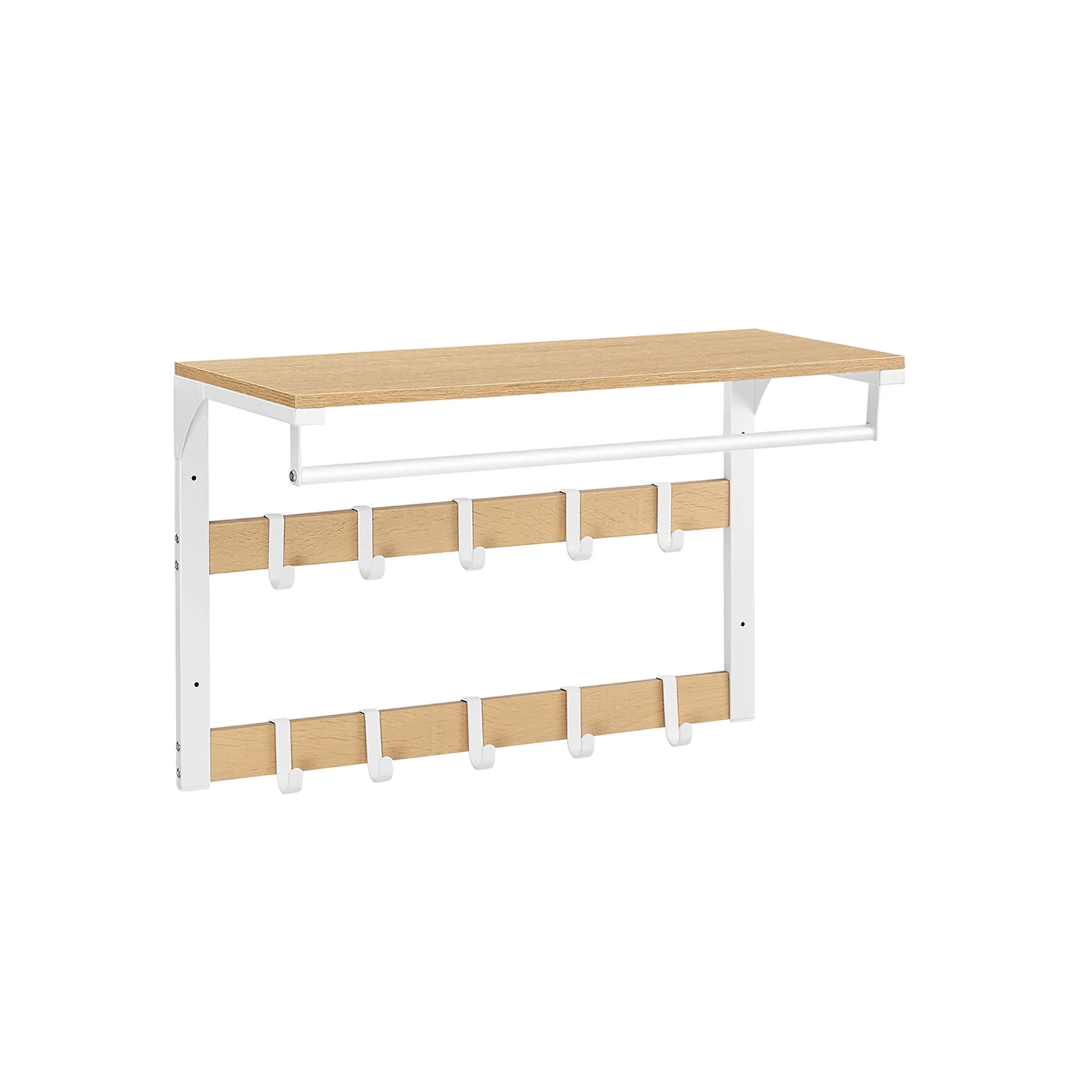 Wall-Mounted Coat Rack with 10 Removable Hooks