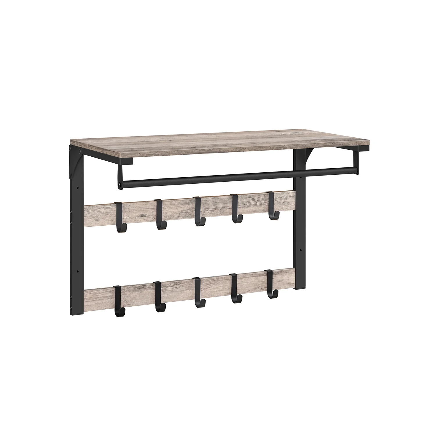 Wall-Mounted Coat Rack with 10 Removable Hooks - Image 3