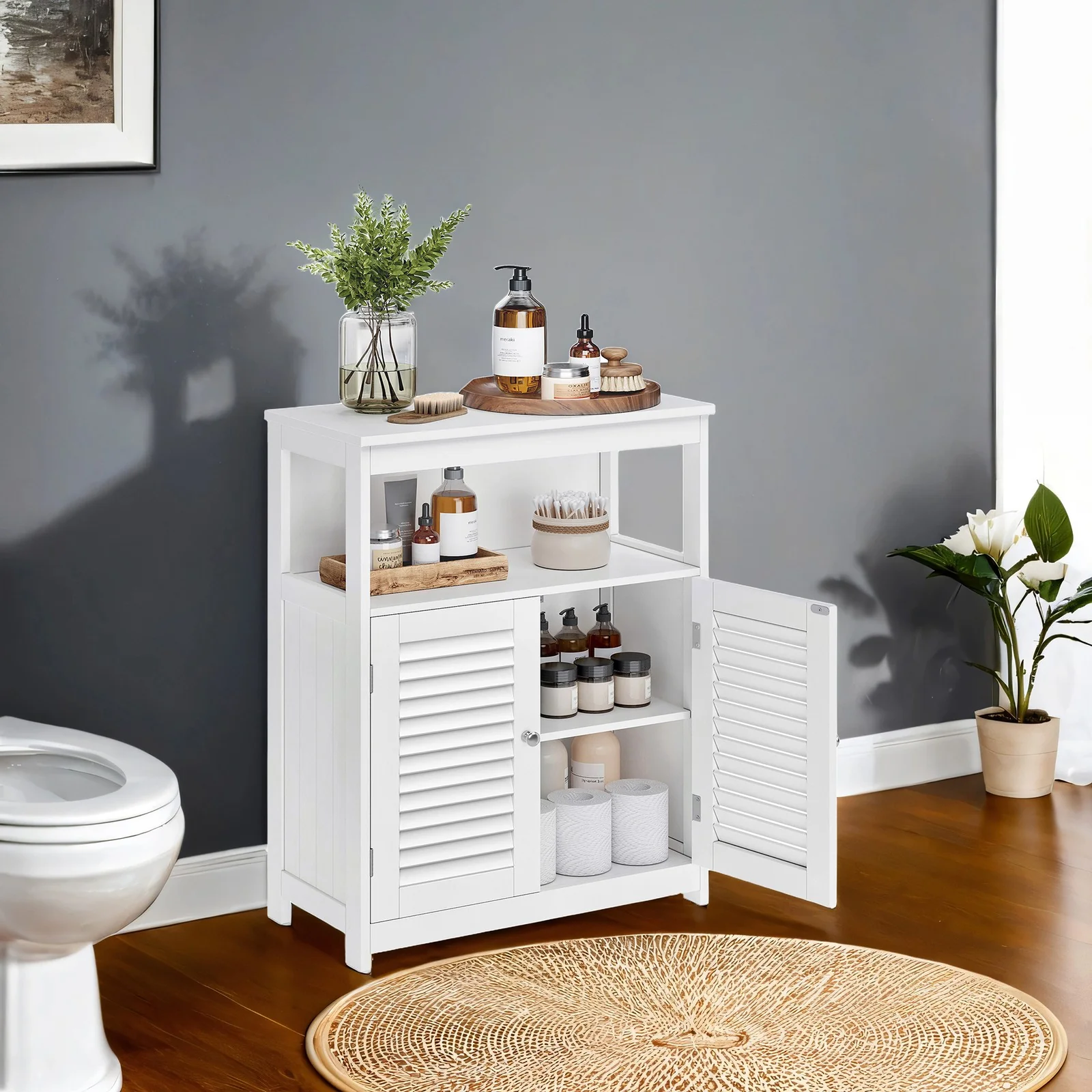 Wooden Bathroom Floor Cabinet